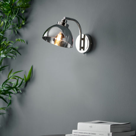 Caspa Wall Light, Chrome/Smoke