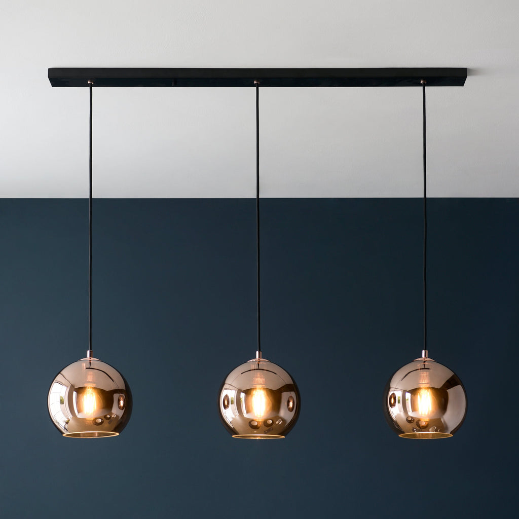 Boli 3 Light Island Pendant, Copper Mirrored