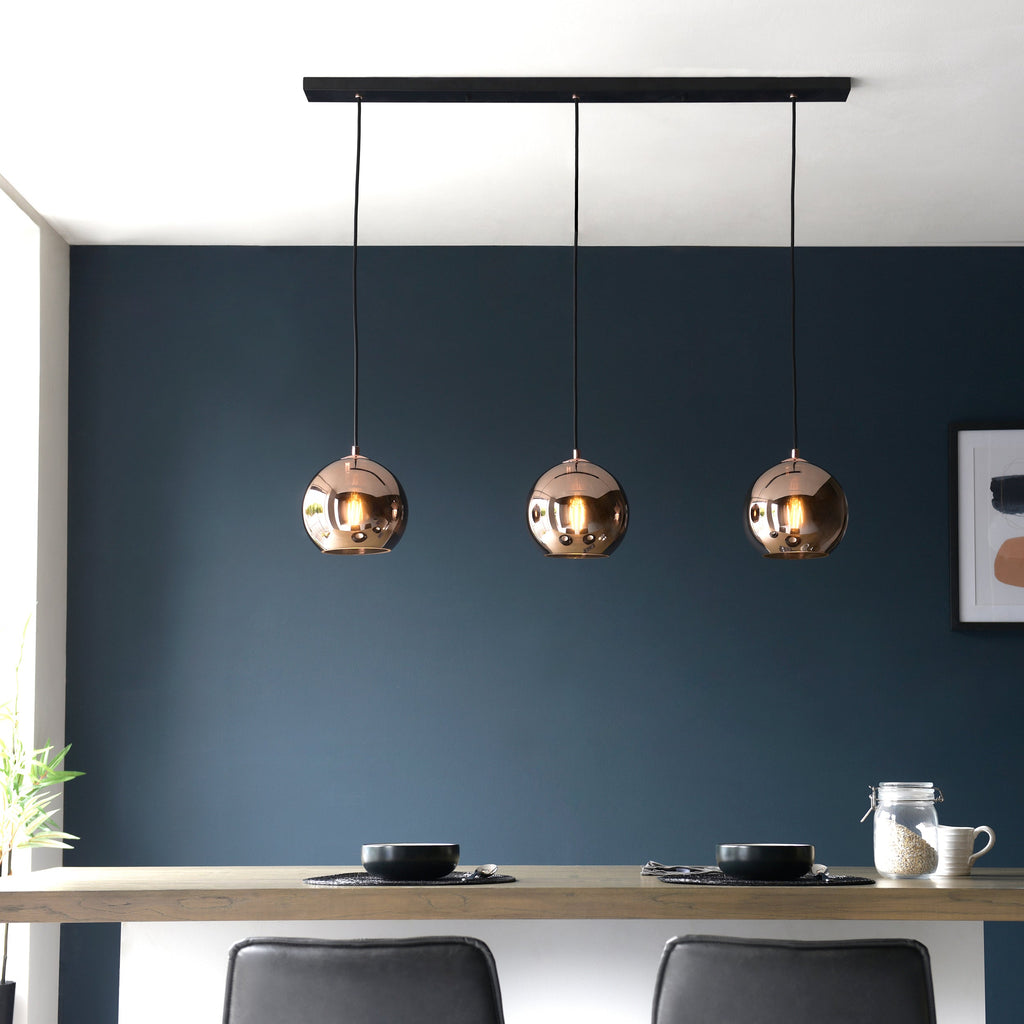 Boli 3 Light Island Pendant, Copper Mirrored