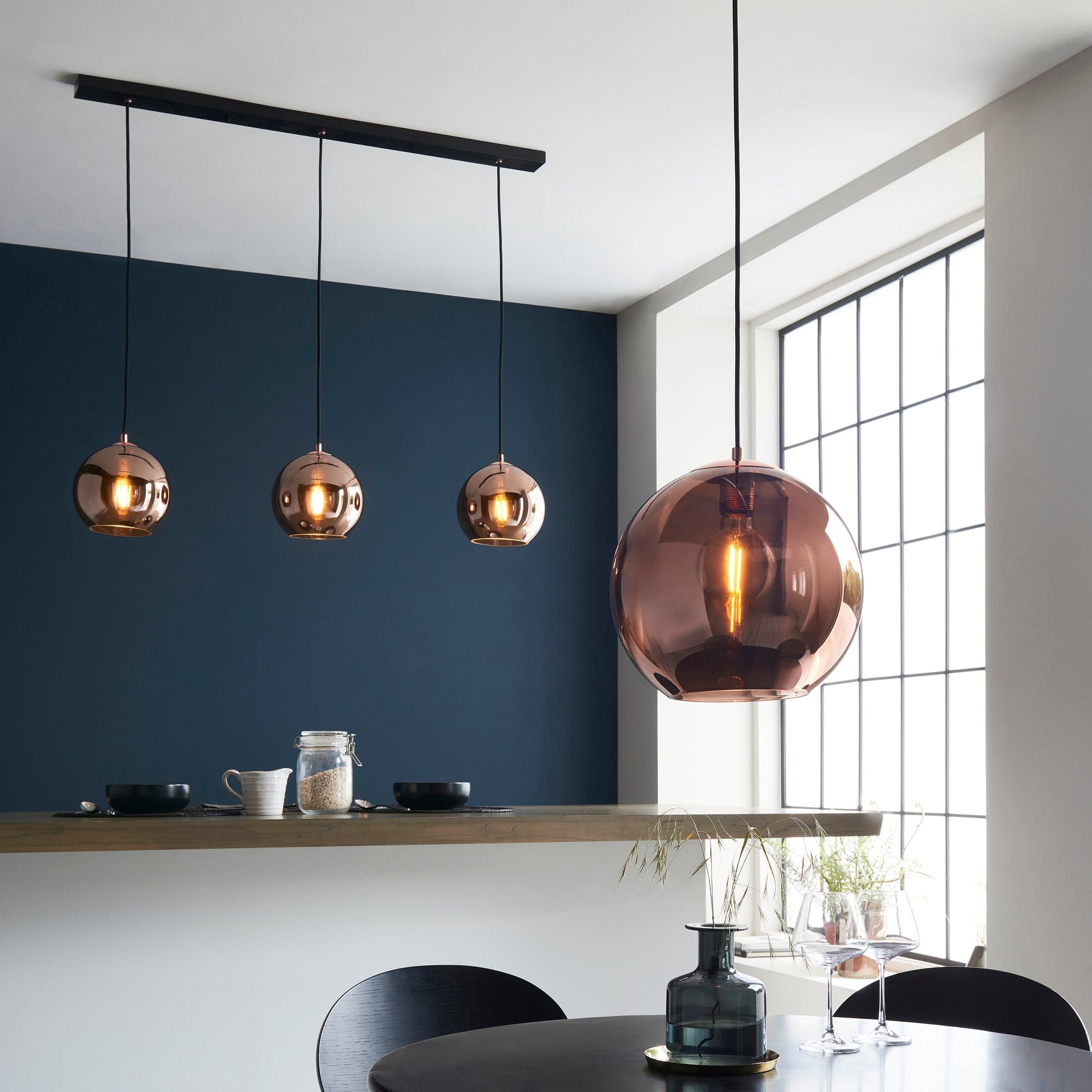 Boli 3 Light Island Pendant, Copper Mirrored
