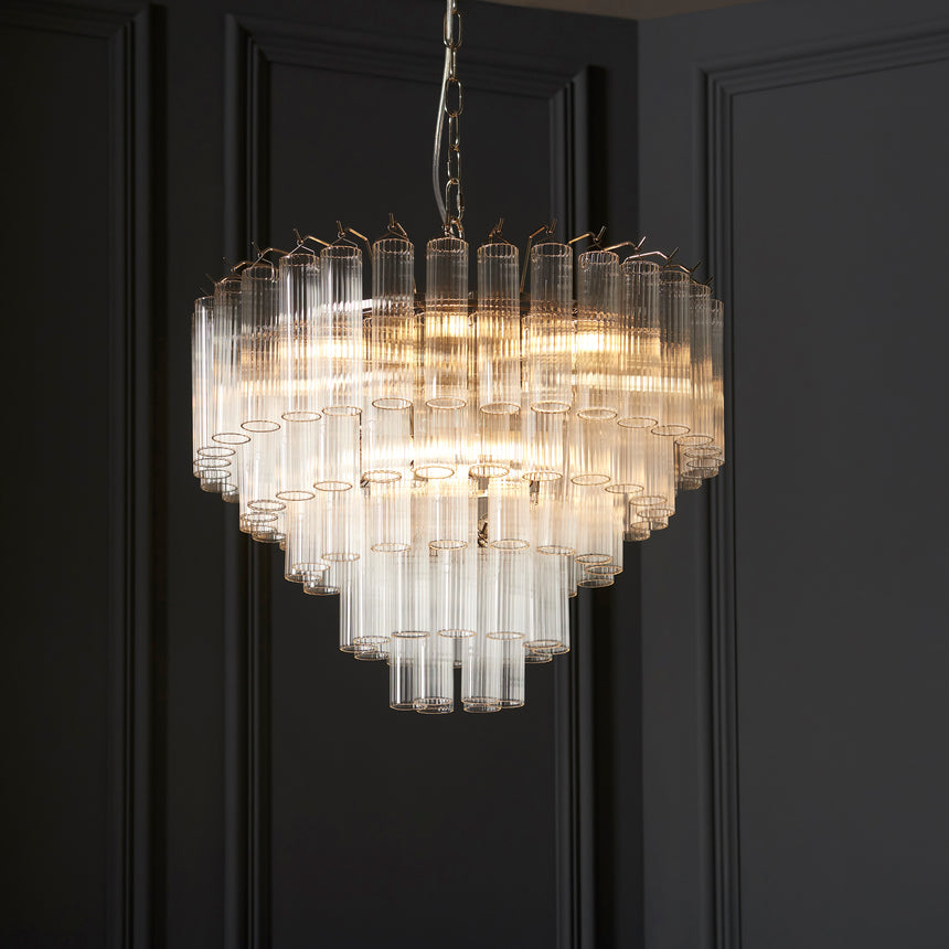 Toulouse 12 Light Pendant, Polished Nickel