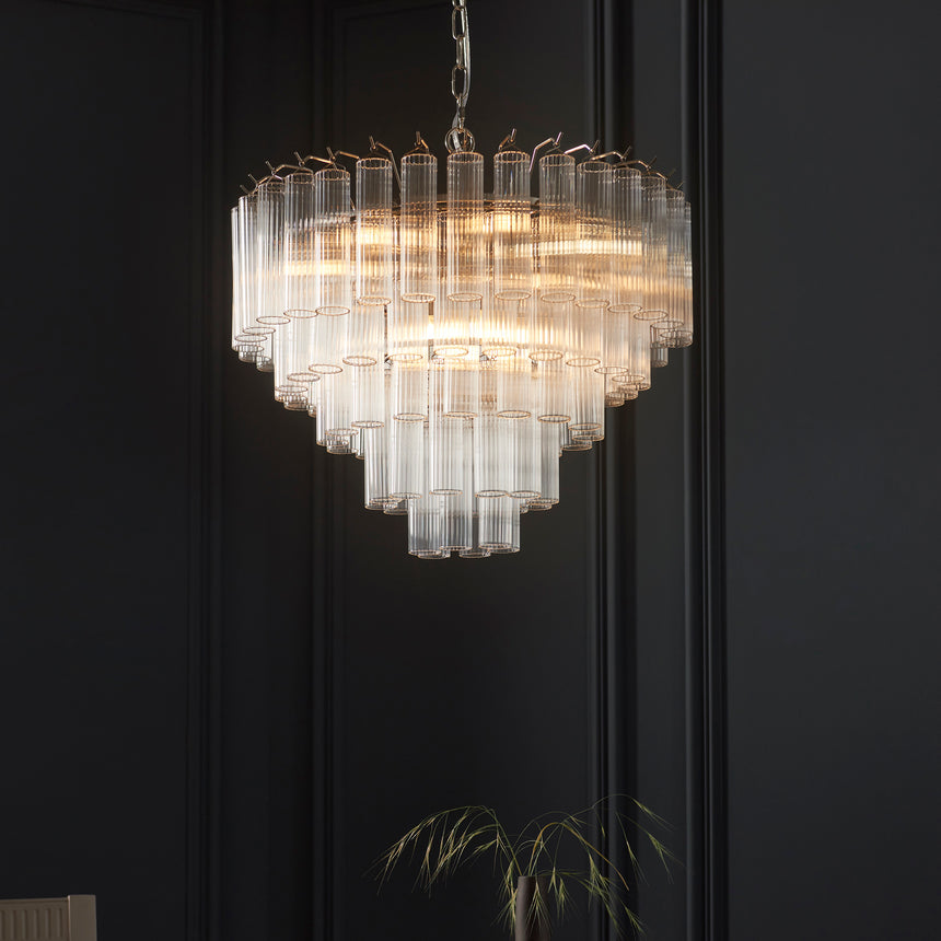 Toulouse 12 Light Pendant, Polished Nickel