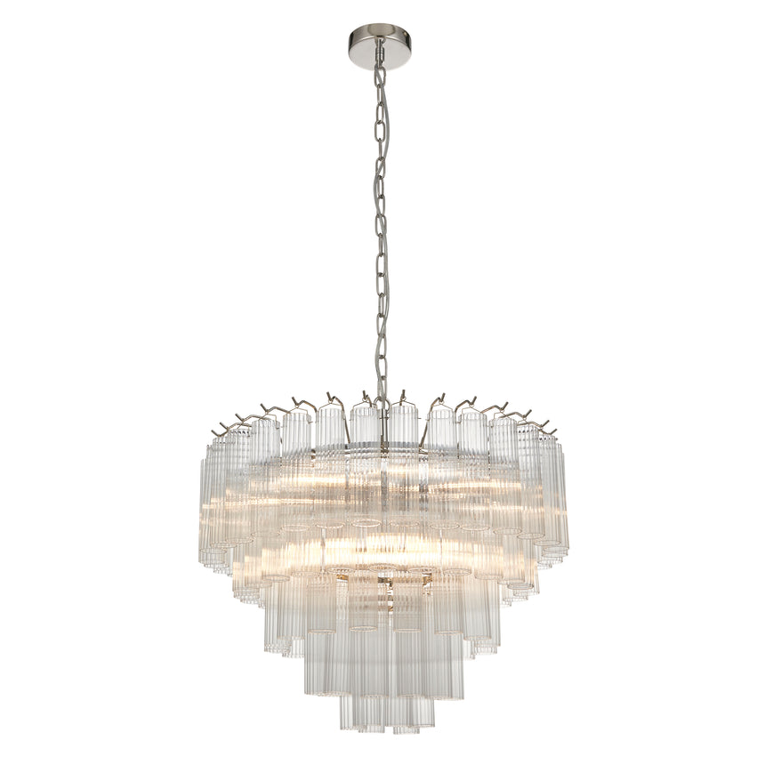 Toulouse 12 Light Pendant, Polished Nickel