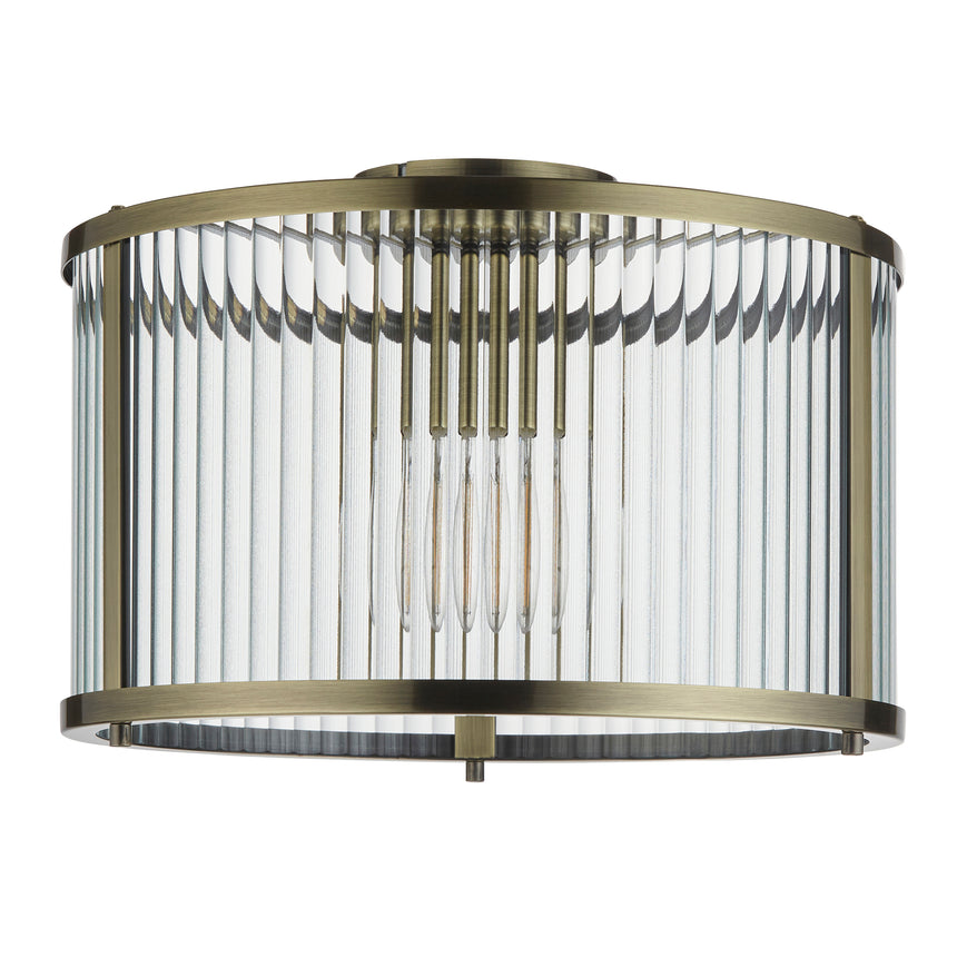 Ridgeton Flush Ceiling Light, Antique Brass