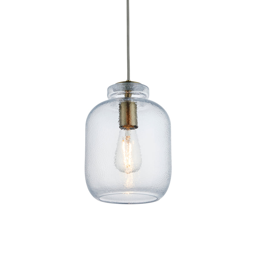 Lyra Pendant Light, Antique Brass/Clear