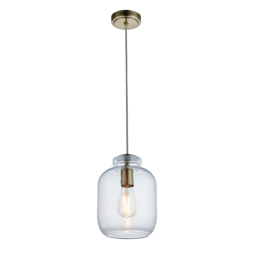 Lyra Pendant Light, Antique Brass/Clear