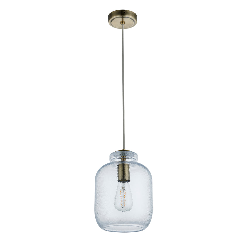 Lyra Pendant Light, Antique Brass/Clear