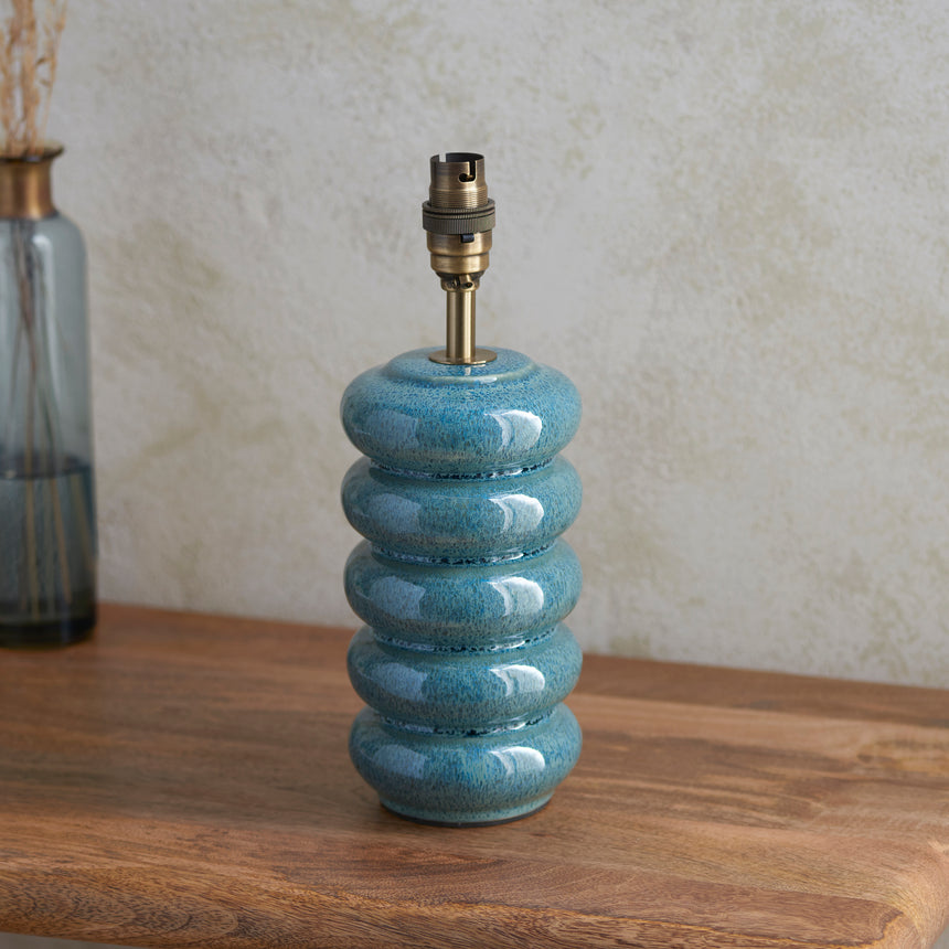 Squash Reactive Glaze Table Lamp Base, Blue/Green