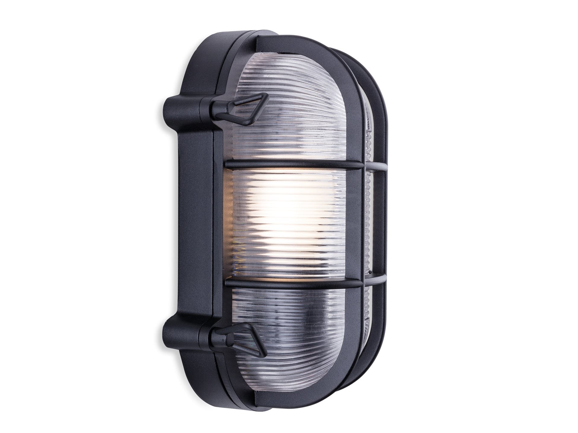 Carlton Oval Caged Bulkhead Light, Black