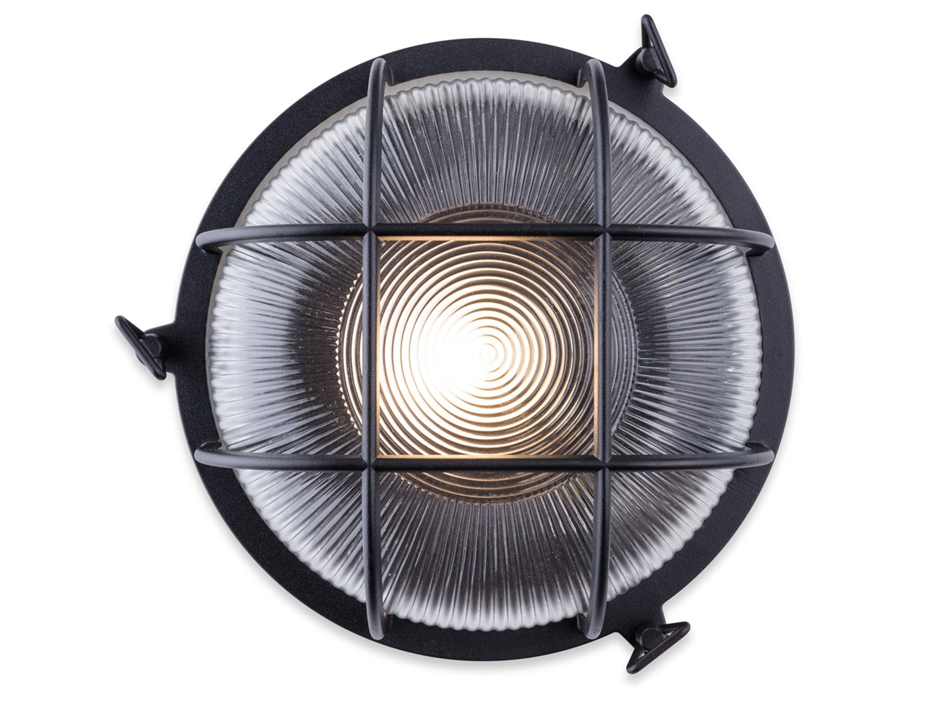 Carlton Round Caged Bulkhead Light, Black