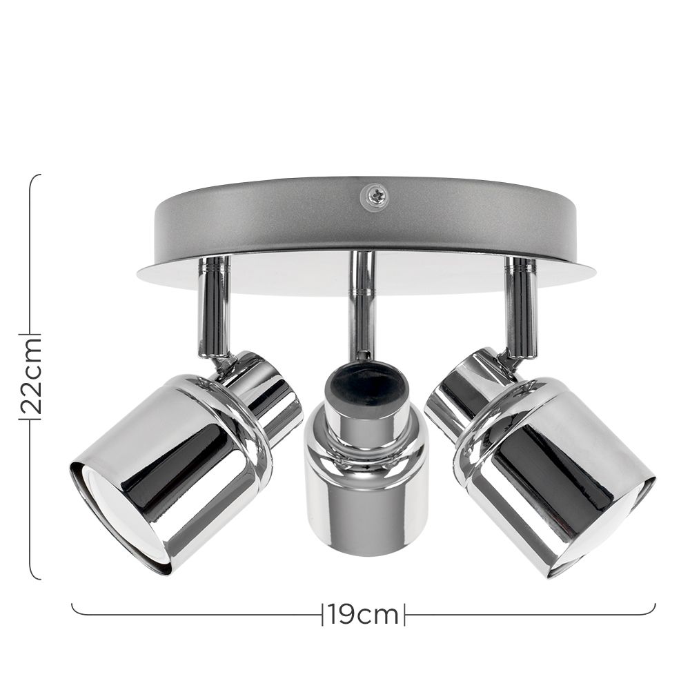 Sutton 3 Light Bathroom Ceiling Spotlight, Chrome
