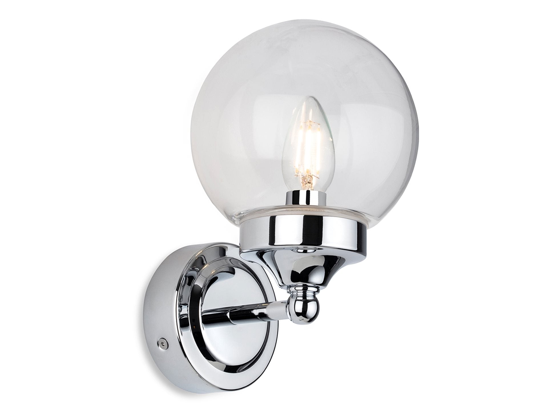 Perris Bathroom Wall Light, Chrome/Clear