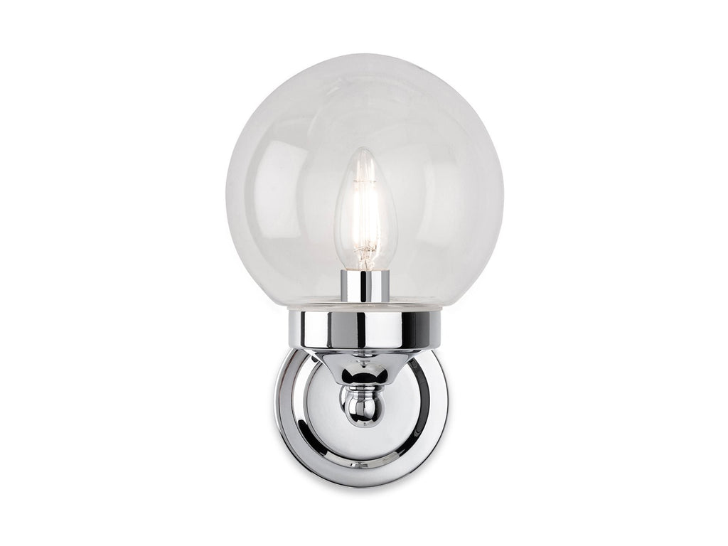 Perris Bathroom Wall Light, Chrome/Clear