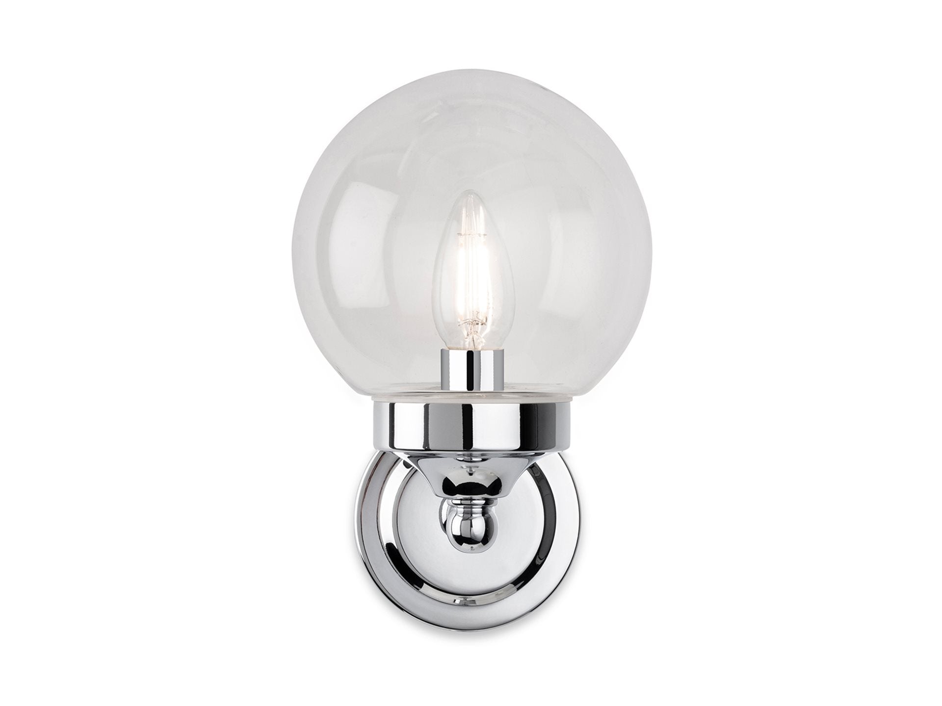 Perris Bathroom Wall Light, Chrome/Clear