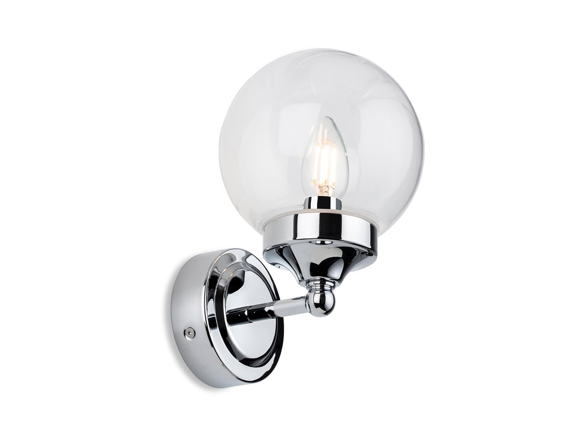 Perris Bathroom Wall Light, Chrome/Clear