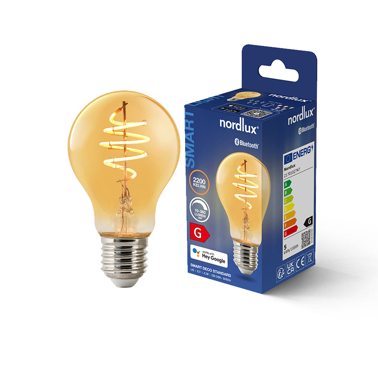 Smart Deco Standard E27 380lm Light Bulb, Amber