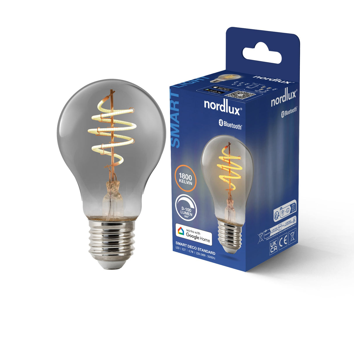 Smart Deco Standard E27 100lm Light Bulb, Smoke