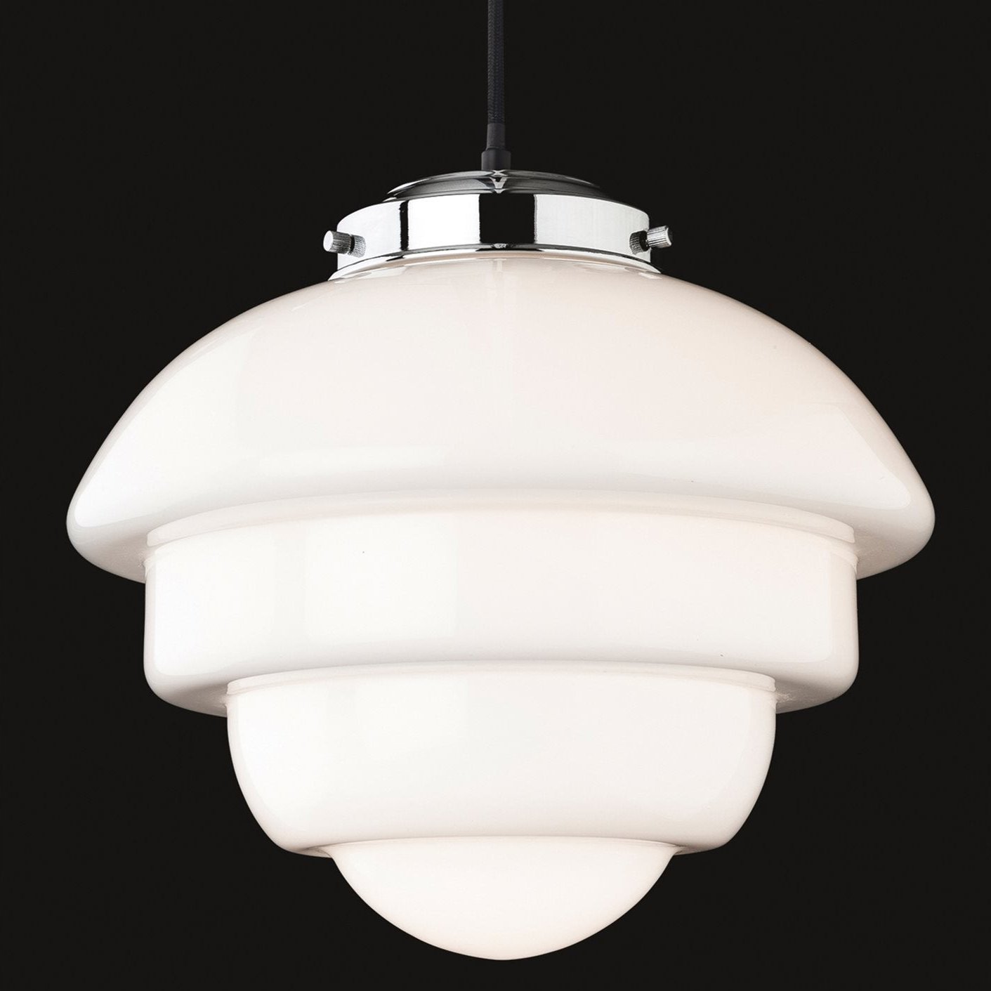 Art Deco 31cm Opaline Glass Pendant Light