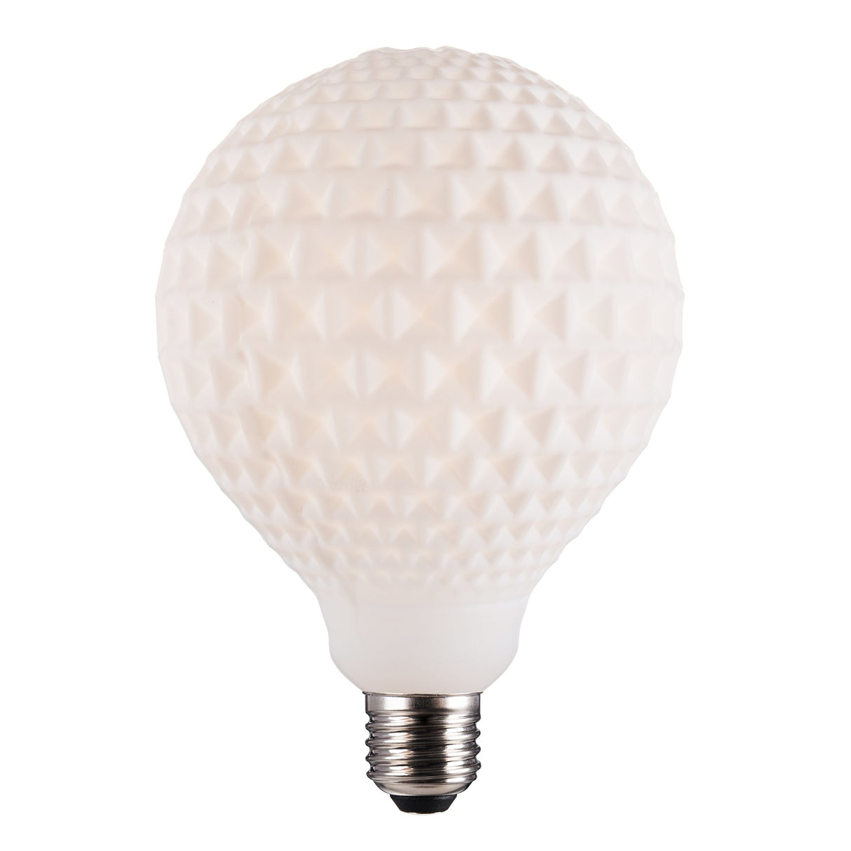 Deco E27 G125 Checked Light Bulb, Opal/White