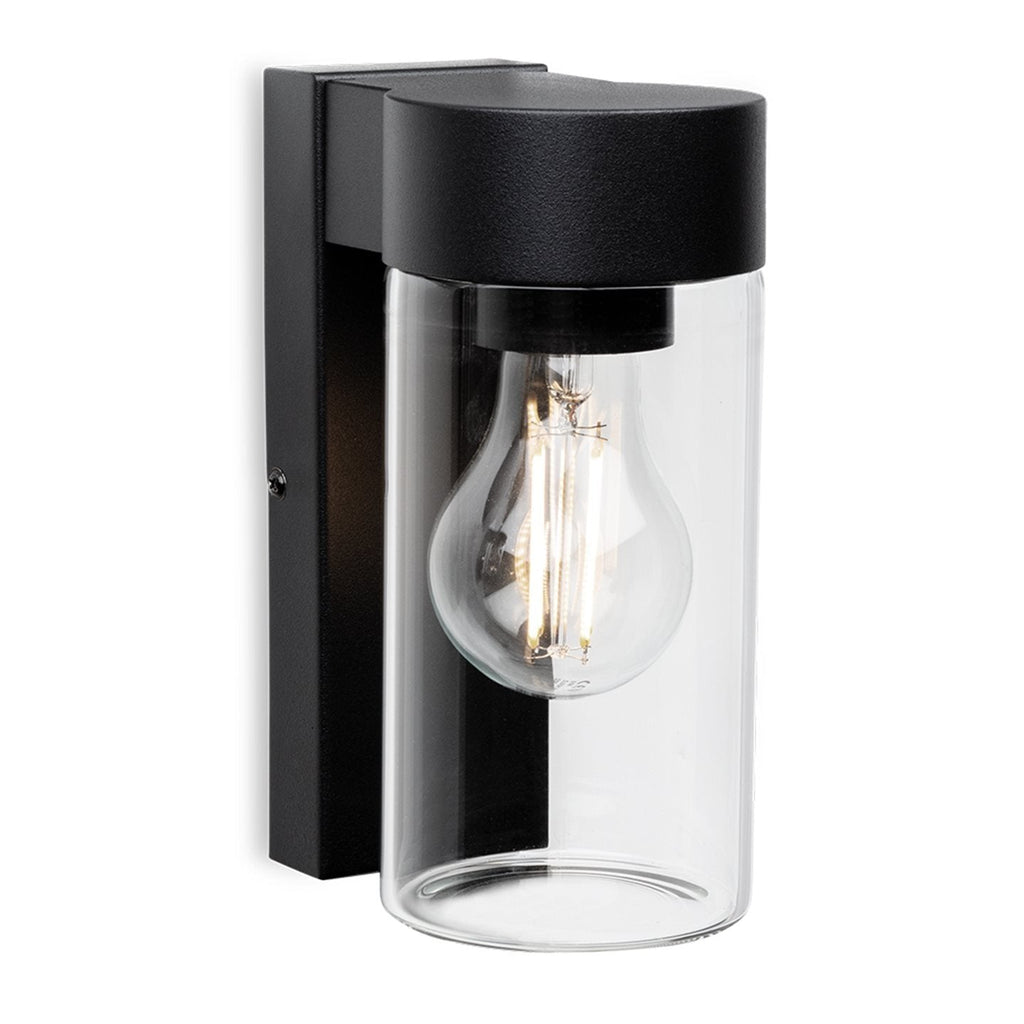 Avant Glass Cylinder Outdoor Wall Light, Black