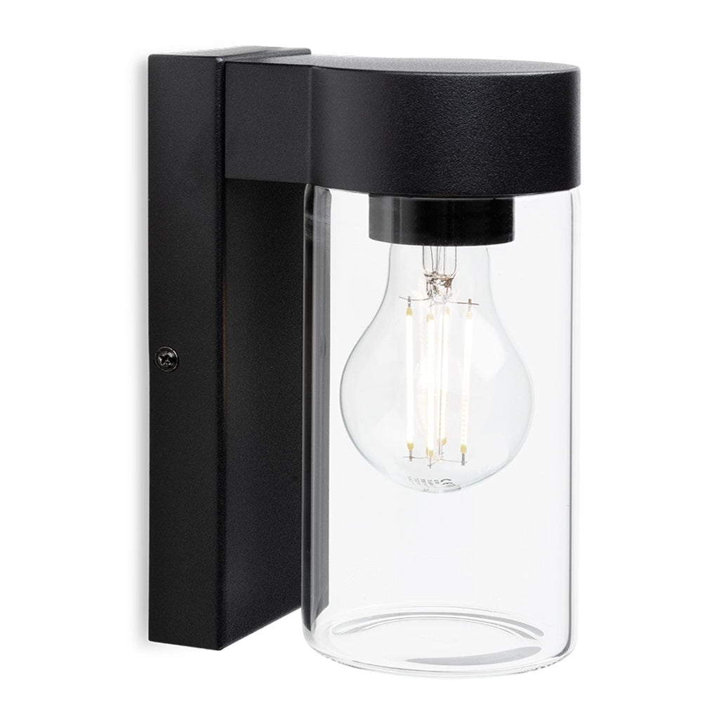 Avant Glass Cylinder Outdoor Wall Light, Black