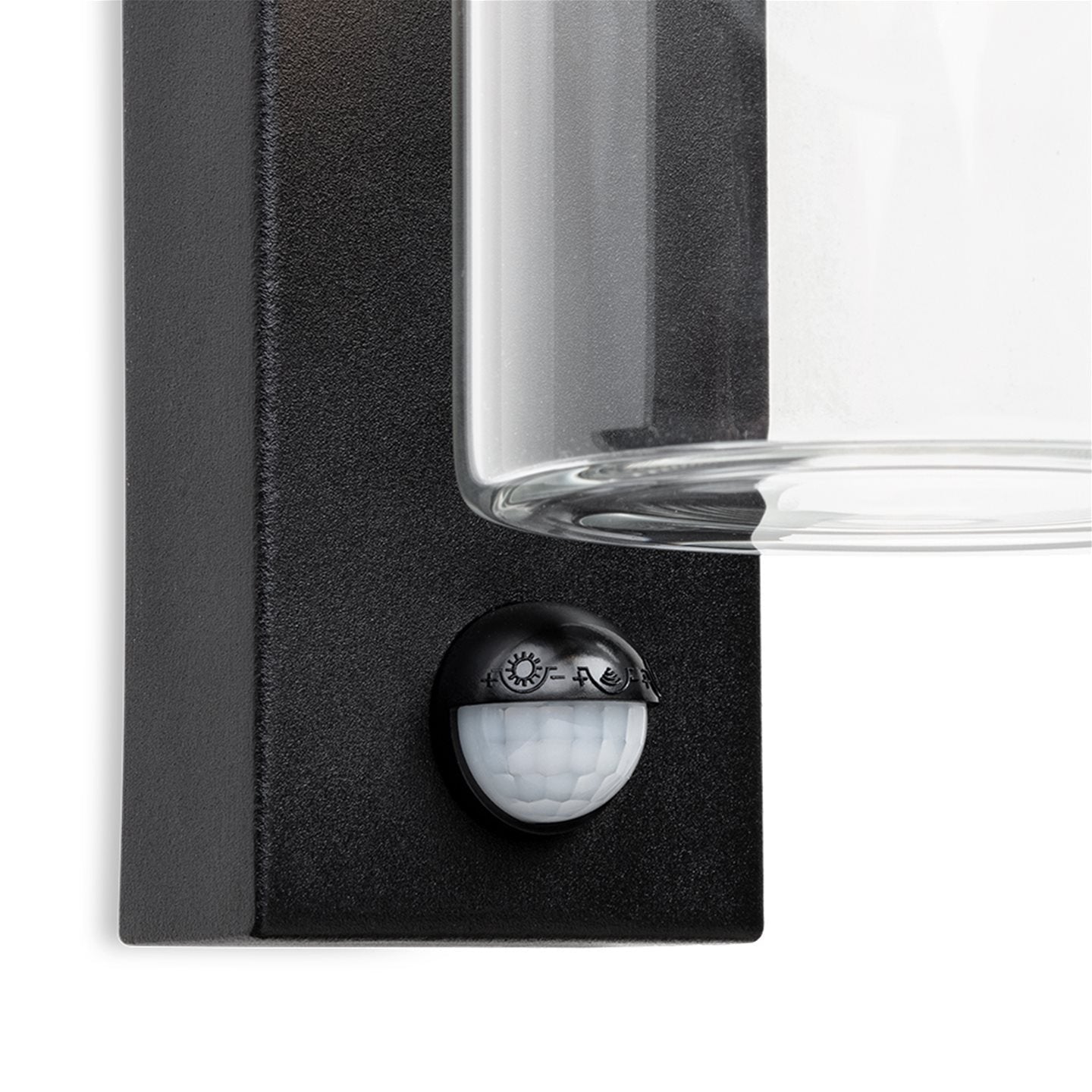 Avant Glass Cylinder PIR Sensor Outdoor Wall Light, Black