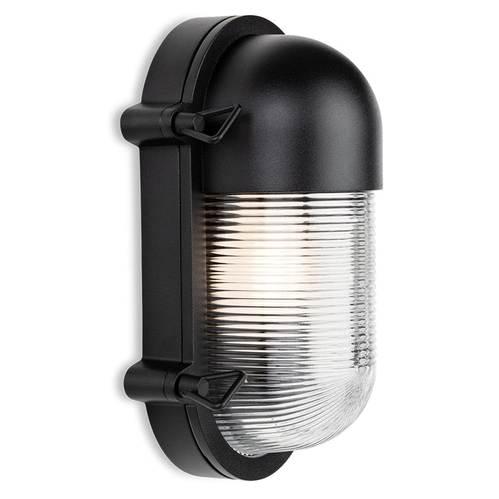 Hudson Oval Ribbed Bulkhead Light, Black