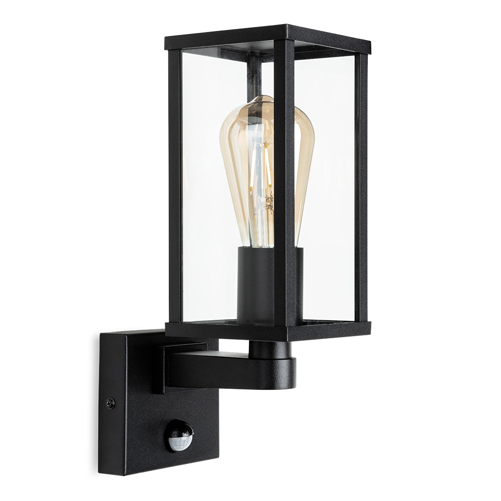 Tessere Square Wall Lantern with PIR, Black