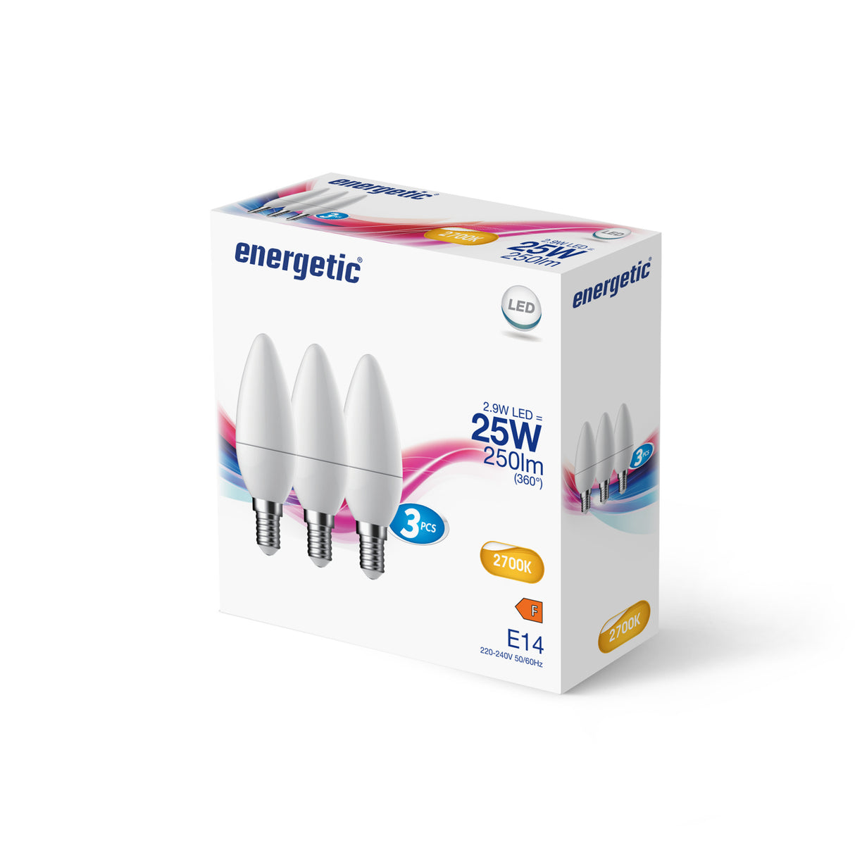 C35 | E14 | 250lm | Warm White 2700k (25w eqv) (3 Pack)