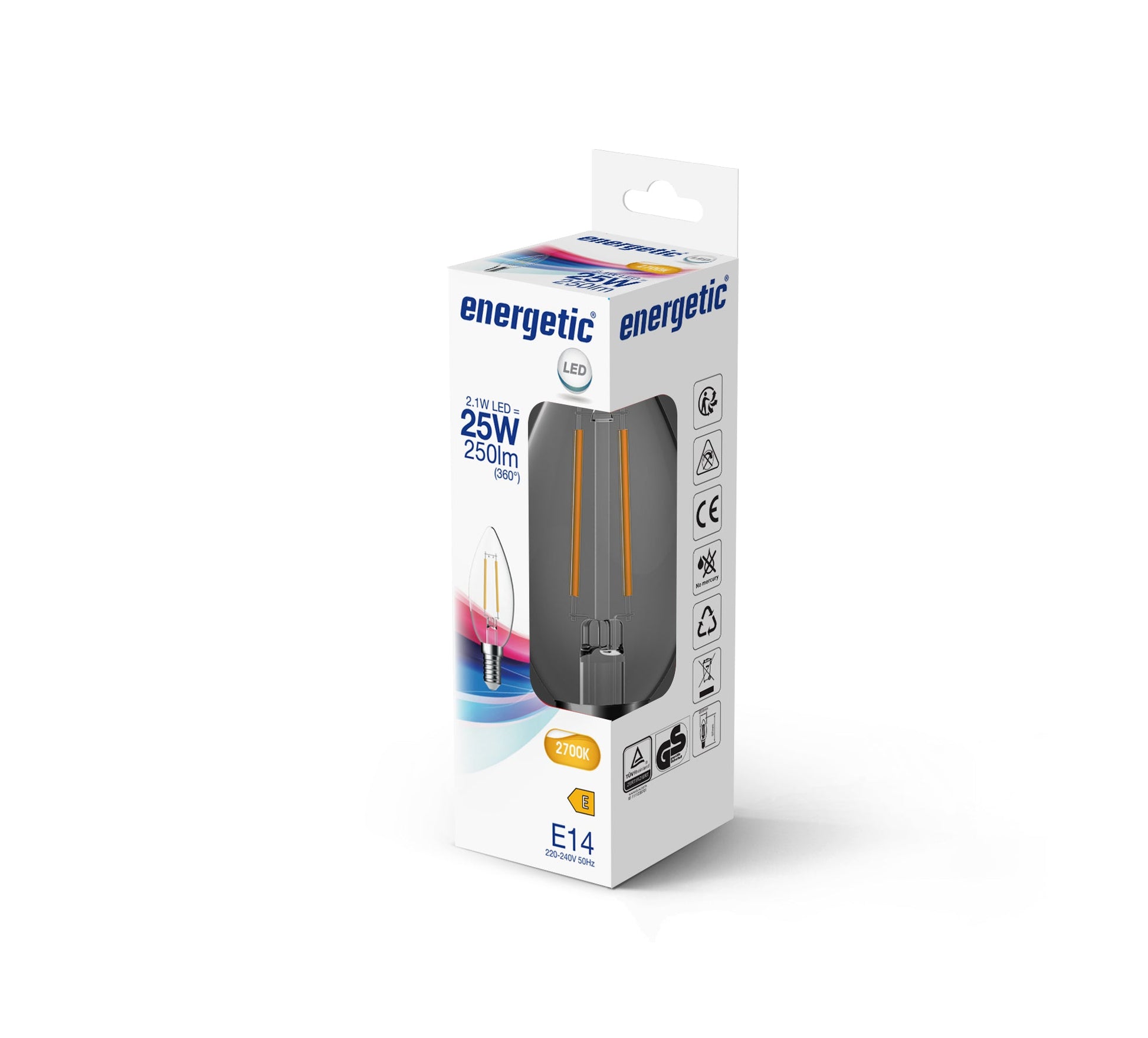 C35 | E14 | 250lm | Warm White 2700k (25w eqv)