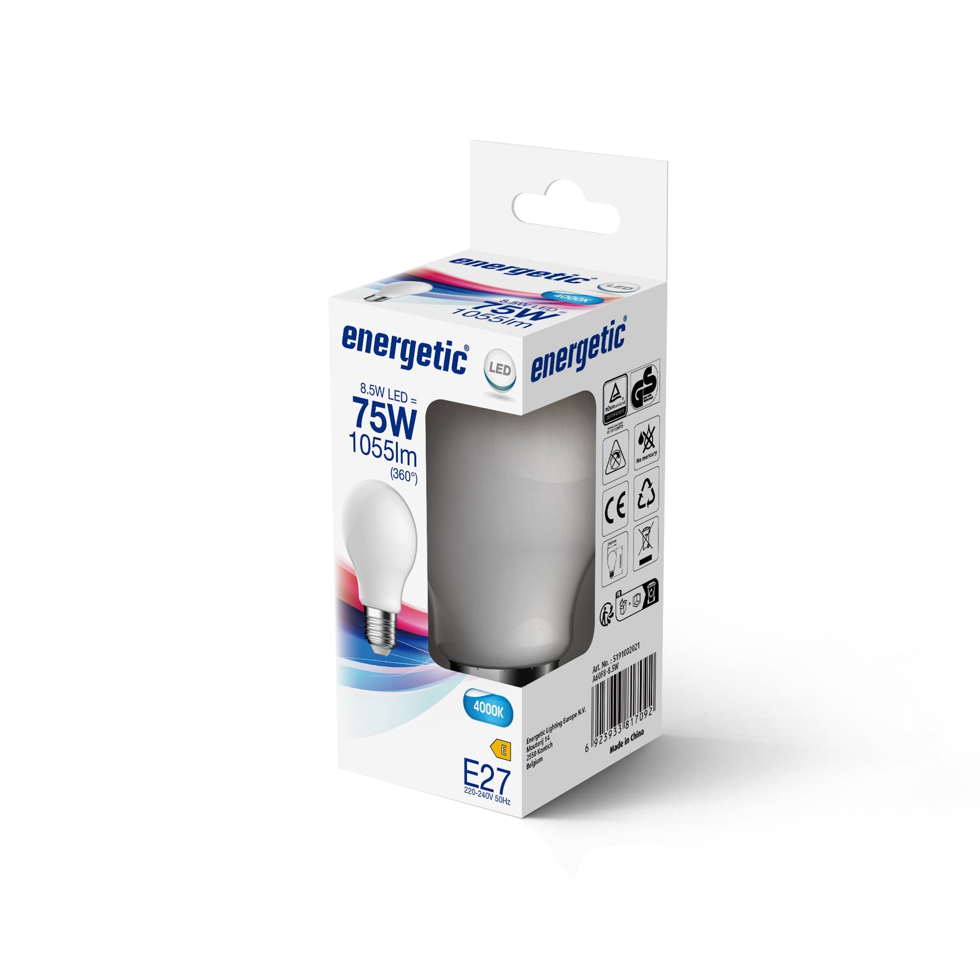 A60 | E27 | Milky Glass | 1055lm | 4000k (75w eqv)