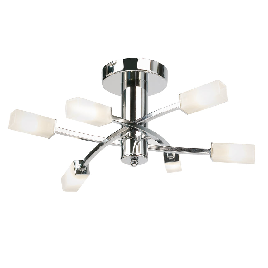 Havana 6 Light Semi Flush Ceiling Light, Chrome