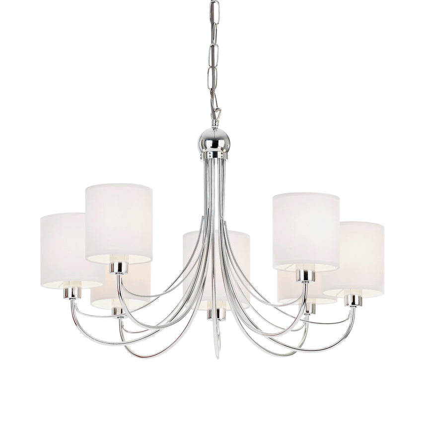 Phantom 7 Light Shaded Chandelier, Chrome