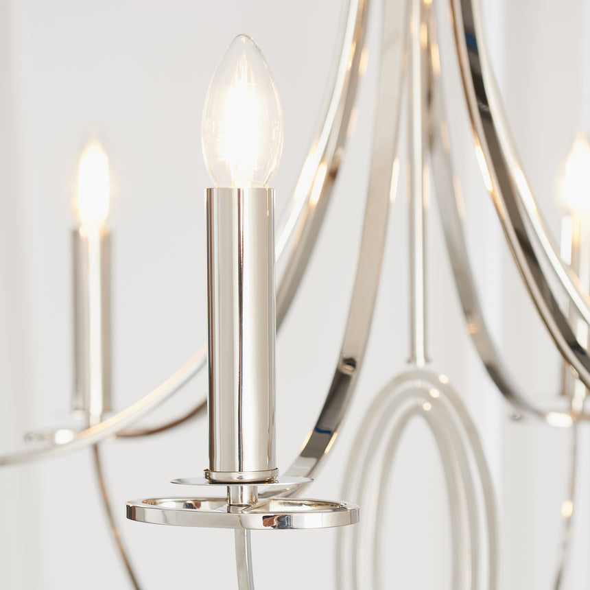 Whistle 6 Light Pendant Chandelier, Nickel