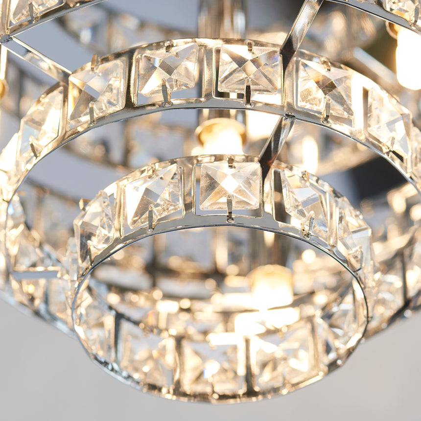 Motown Flush Ceiling Light, Chrome/Crystal