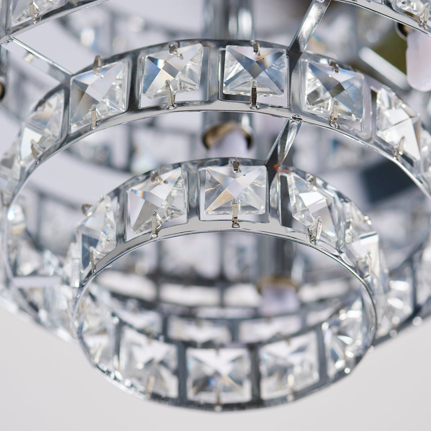 Motown Flush Ceiling Light, Chrome/Crystal