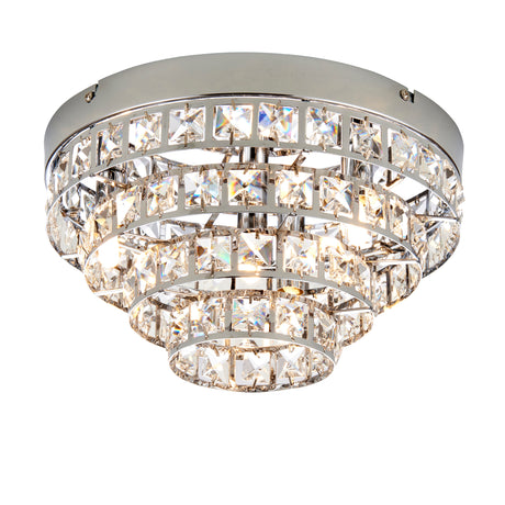 Motown Flush Ceiling Light, Chrome/Crystal