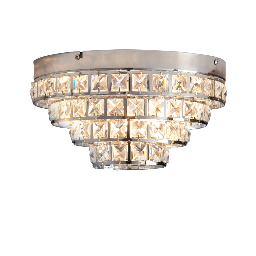 Motown Flush Ceiling Light, Chrome/Crystal