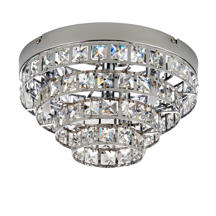 Motown Flush Ceiling Light, Chrome/Crystal