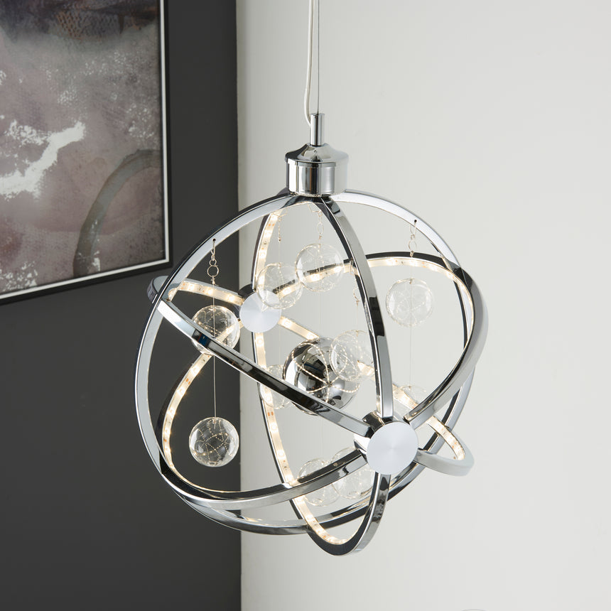 Muni 39 LED Pendant Light, Chrome