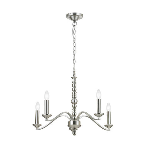 Astaire 5 Light Pendant Chandelier, Satin Nickel