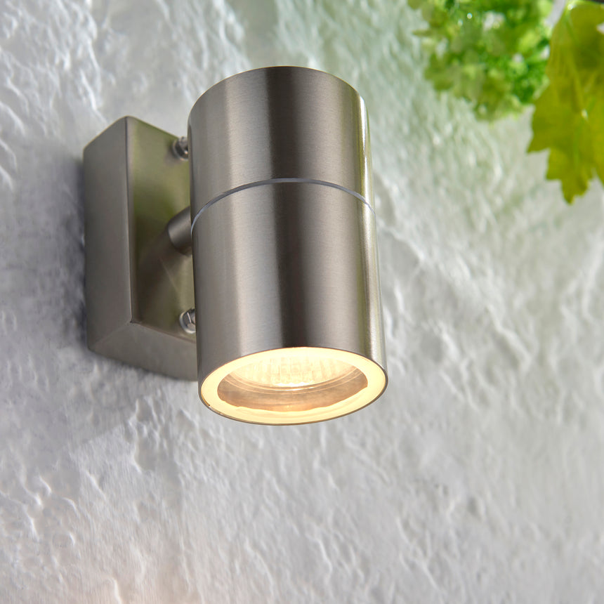 Canon Outdoor Down Wall Light, Stainless Steel