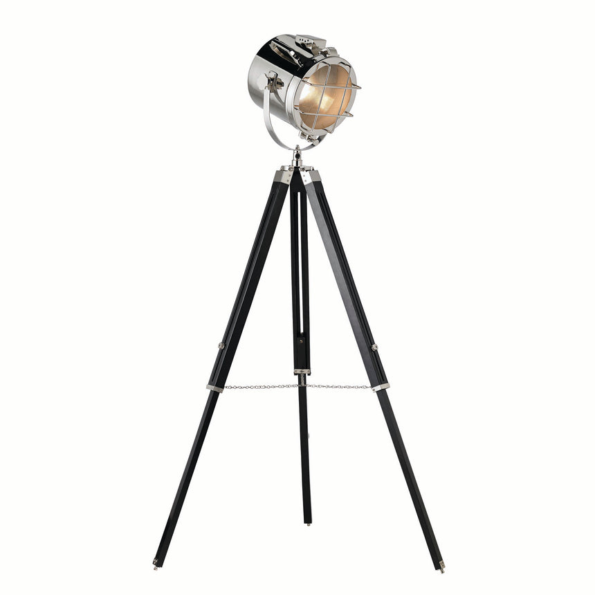 Nautical Floor Lamp, Polished Nickel/Black