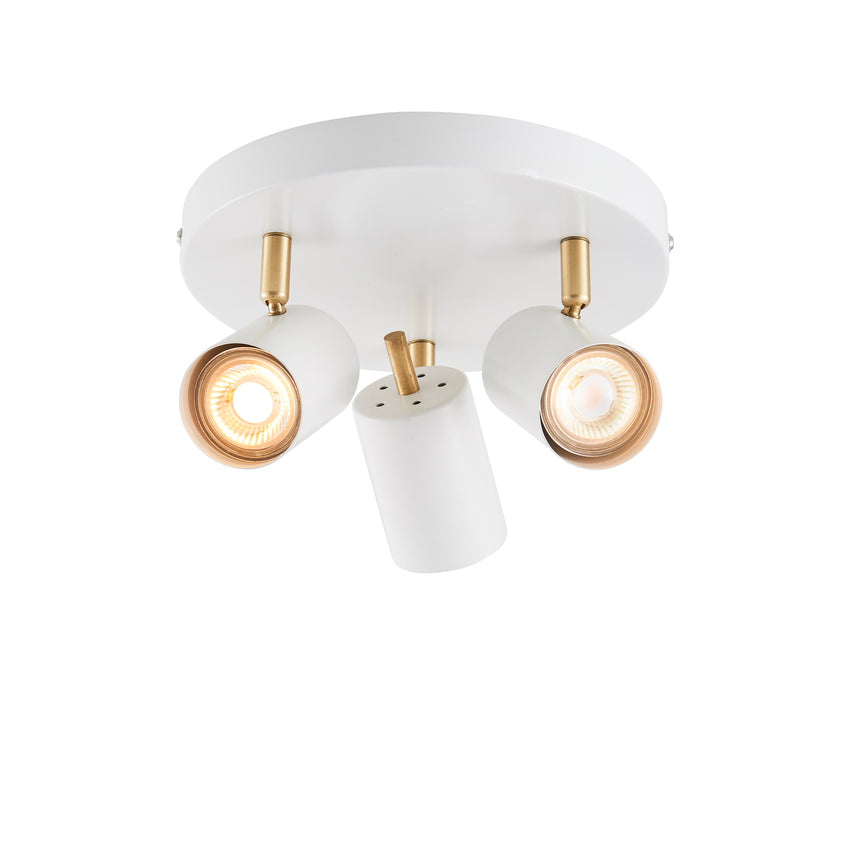 Gull 3 Spot Round Ceiling Light, White/Gold