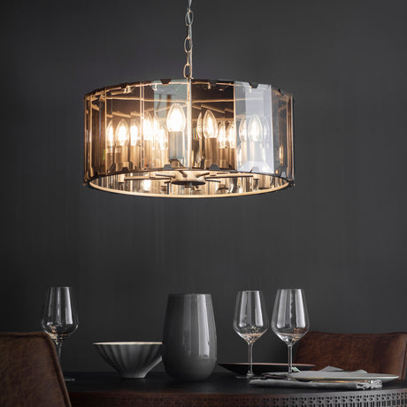 Benton 8 Light Smoked Glass Pendant Light