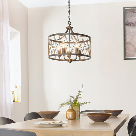 Heston 5-Light Pendant Light, Black/Bronze