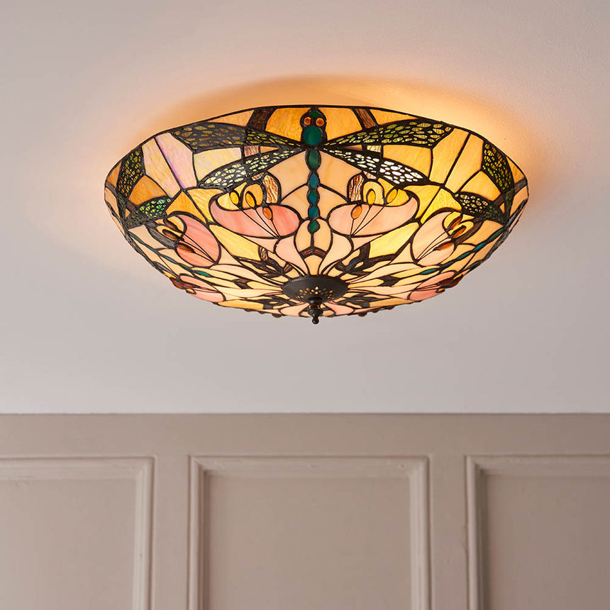 Ashton 45cm Tiffany Flush Ceiling Light