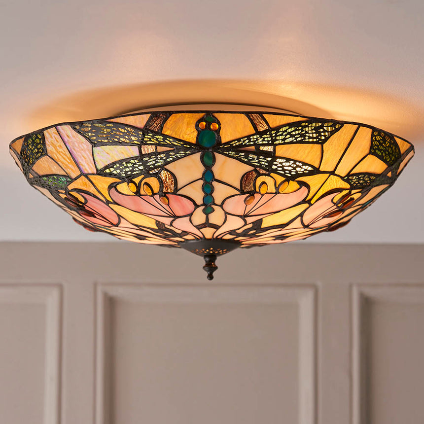 Ashton 45cm Tiffany Flush Ceiling Light