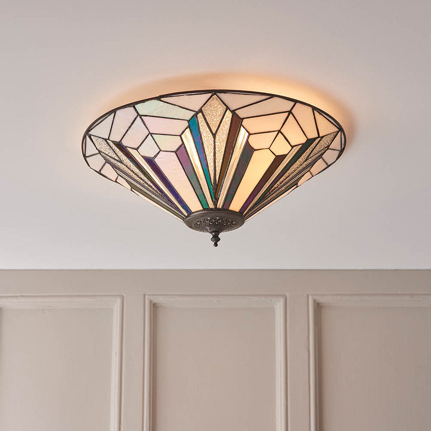 Astoria 48cm Tiffany Flush Ceiling Light