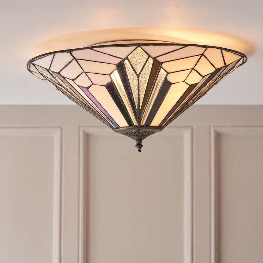 Astoria 48cm Tiffany Flush Ceiling Light